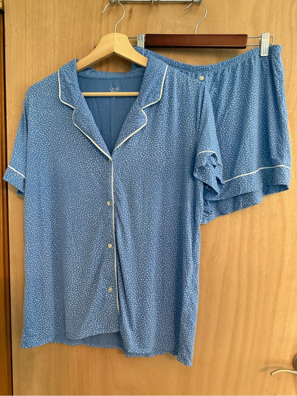 Gap Blue Polka Dot Short Sleeve Pajama Shorts Sleep Set Modal